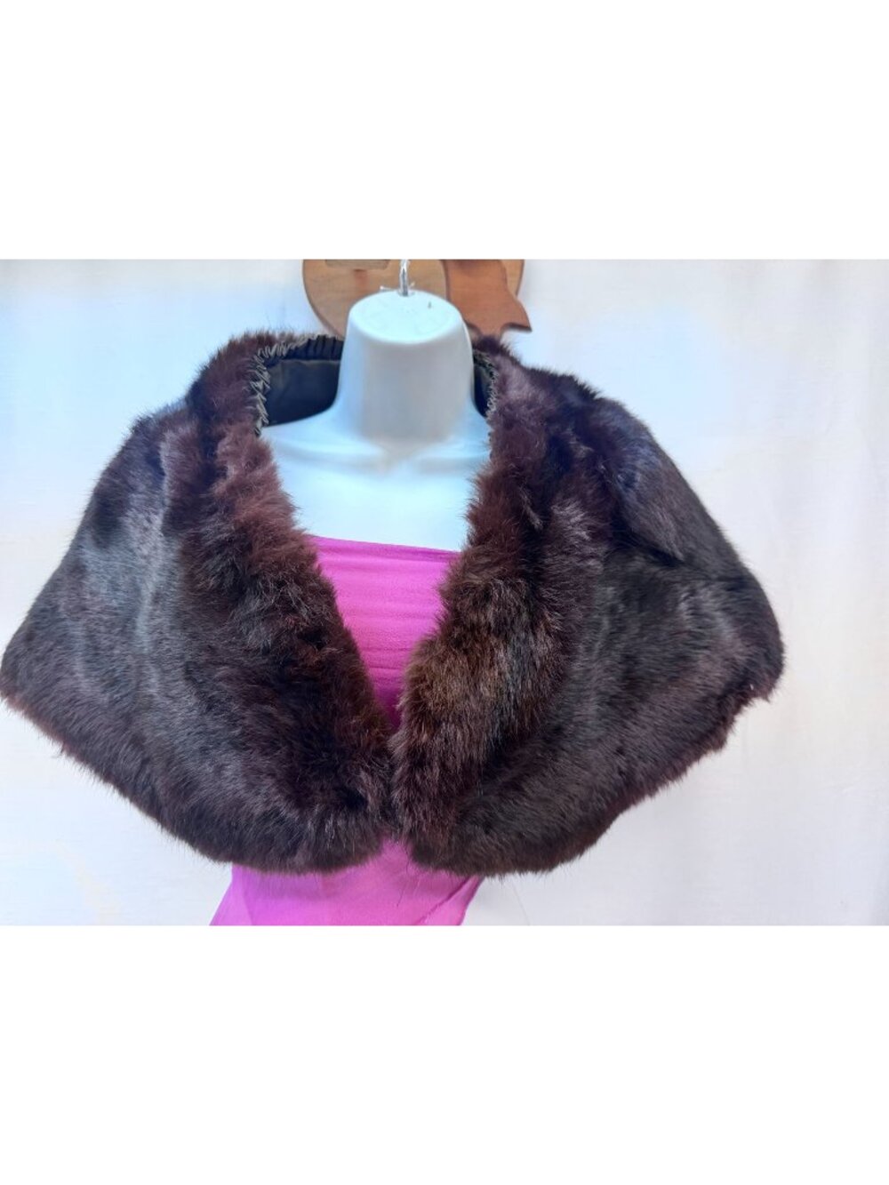 Fur (mink) Stole Cape Wrap- & Fur Hand Muff Midcentury -Vintage